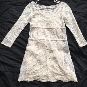 White mesh embroidered dress